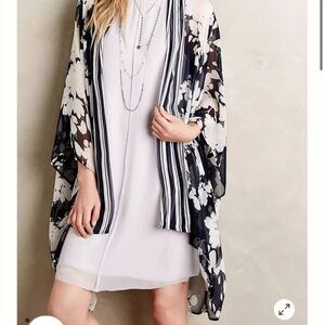 Anthropologie Elevenses Silk Palolem Floral Kimono